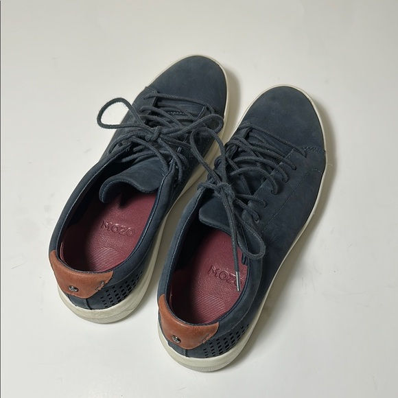 Mozo Navy and Brown Suede Sneakers with Low-Top Design - Picture 1 of 4
